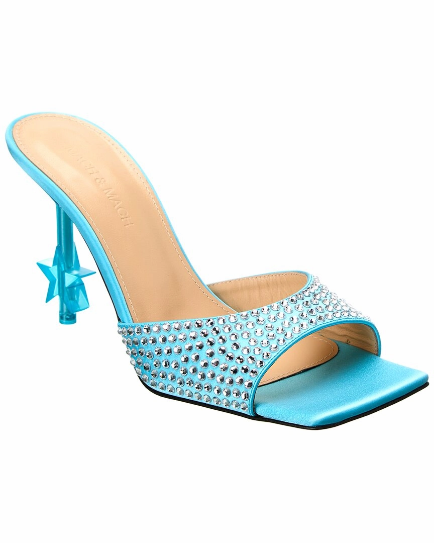 Mach & Mach Crystal-Embellished Star Satin Mule Lace Up Design Comfort Travel