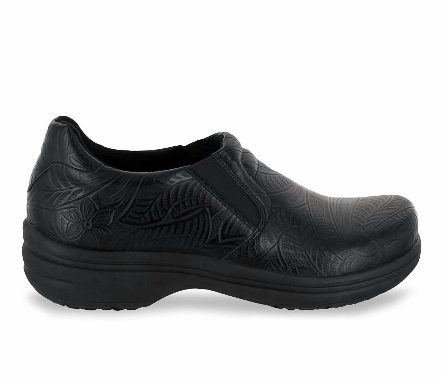 Comfortable For Treadmill Women's Bind Health Care Professional Shoe - Medium Width In Black Embossed