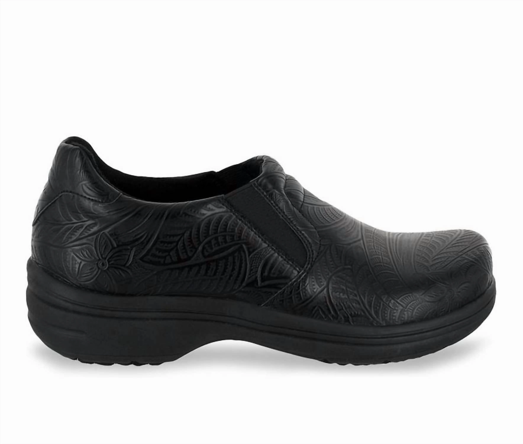 Toe Box Room Women's Bind Health Care Professional Shoe - Medium Width In Black Embossed