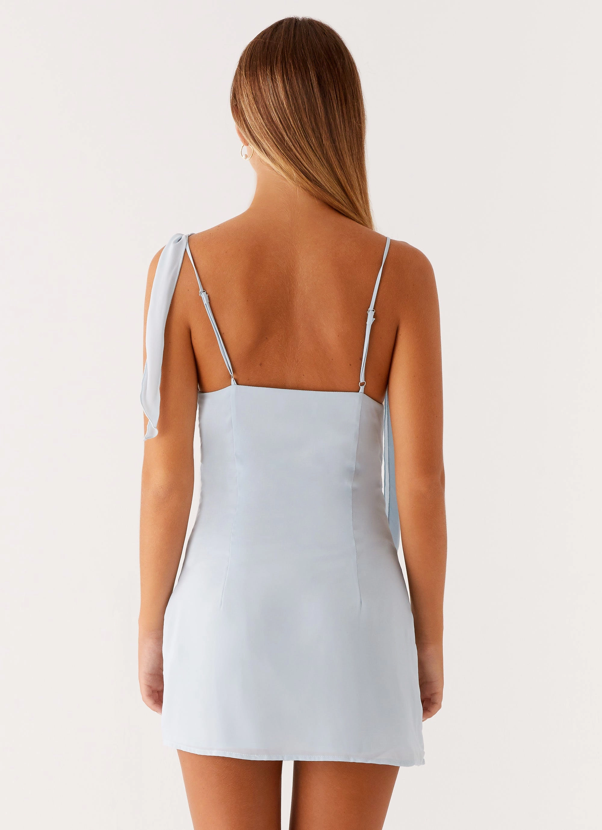 Lily Beaded Mini Dress - Pastel Blue Subtle Motion