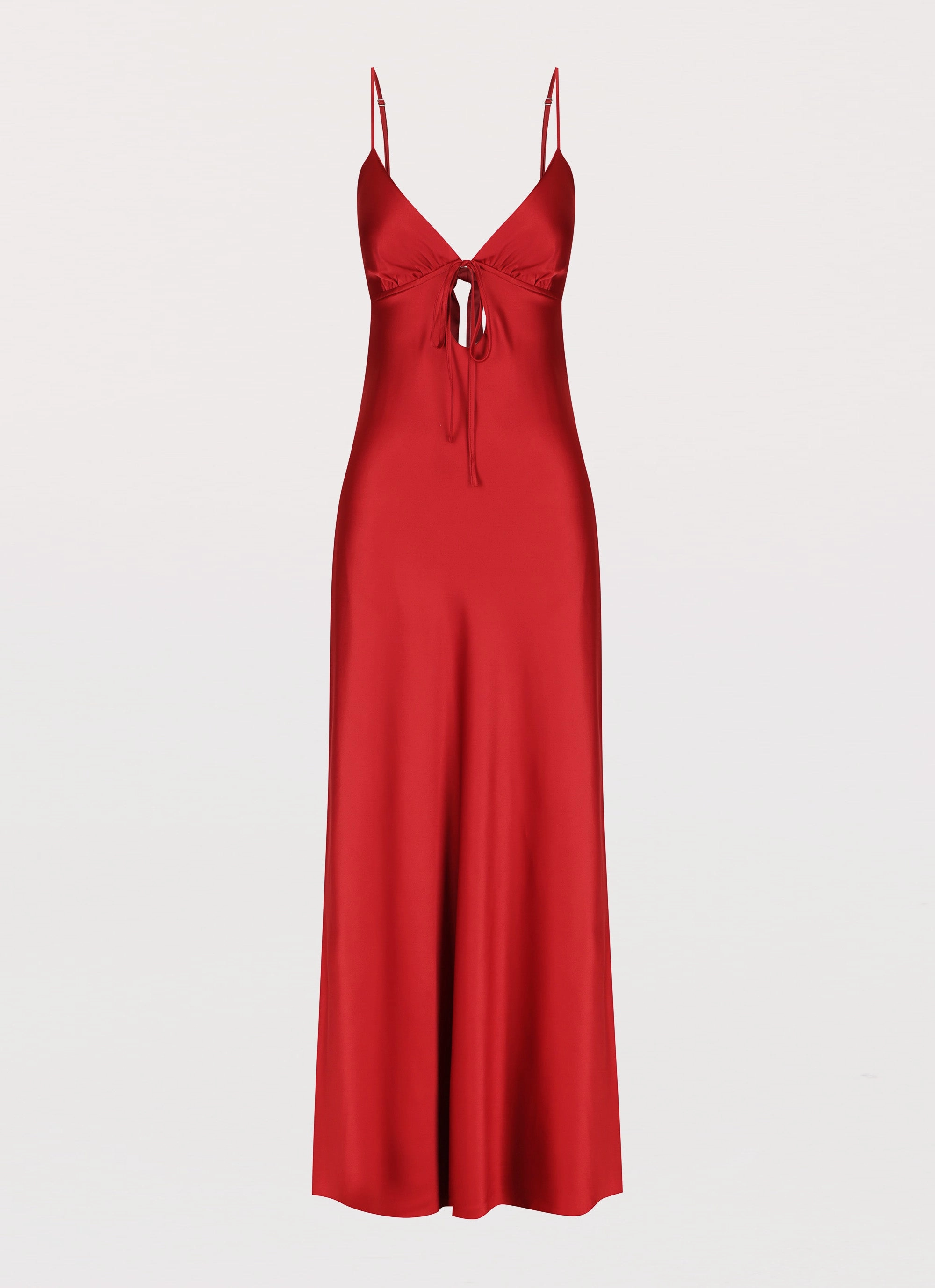 Polished Layer Flora Satin Maxi Dress - Cherry