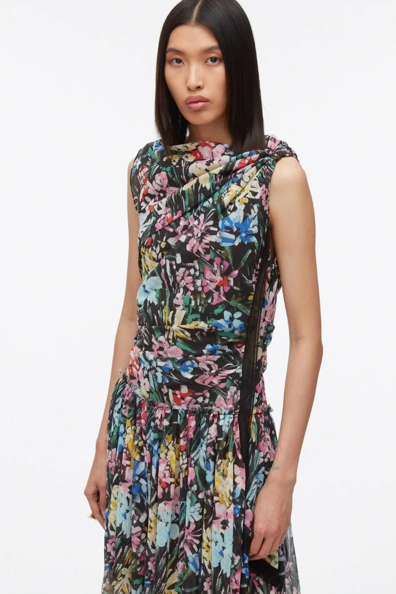 Pure Look Flowerworks D??grad?? Draped Dress