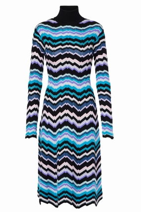 Comfortable fit Silky Silhouette Greek Zigzag Midi Dress