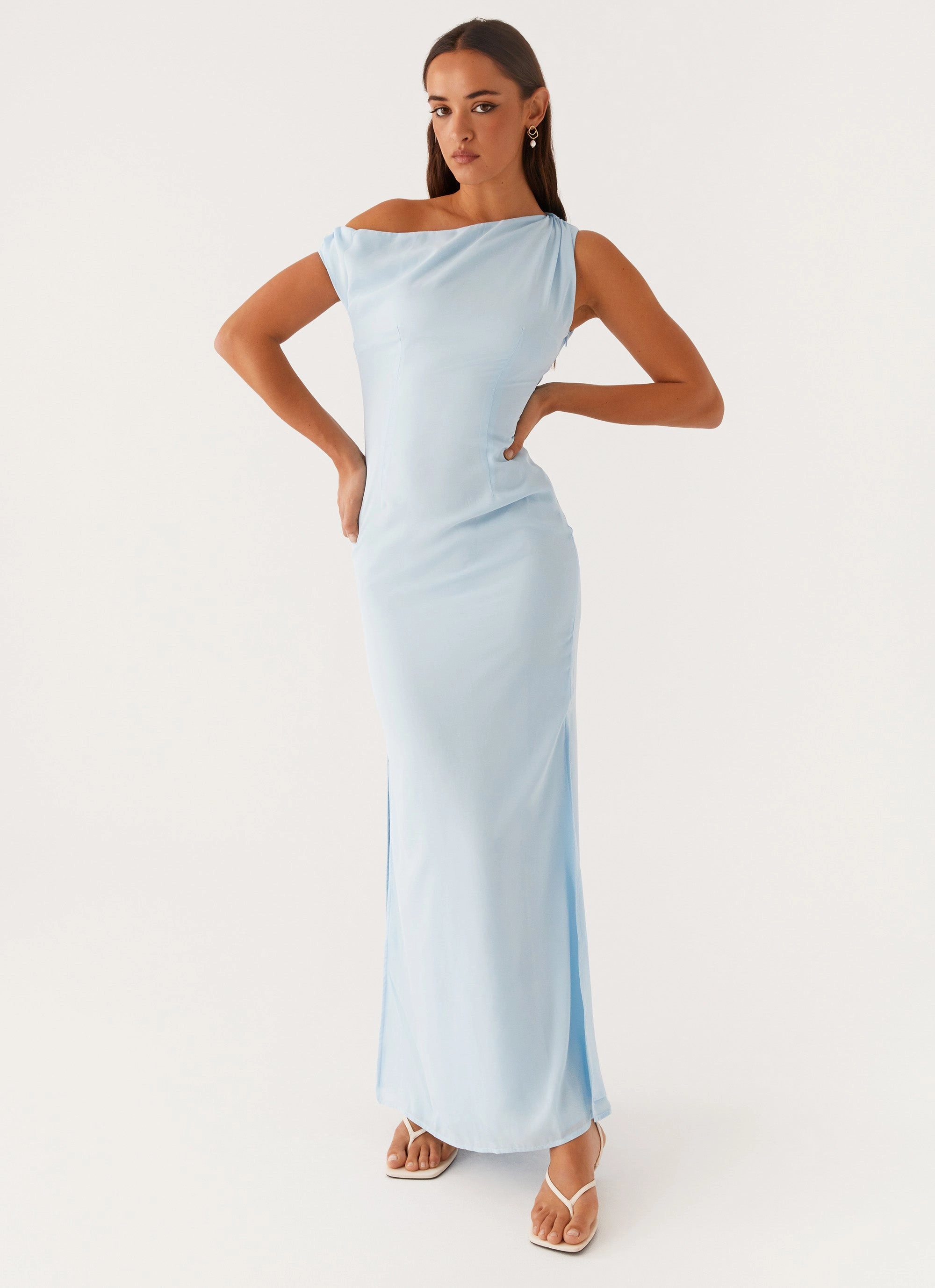 Silky Touch Elegant Motion Dinner Date Maxi Dress - Blue