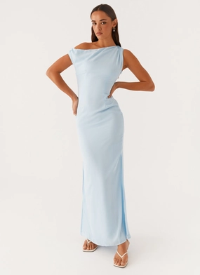 Silky Touch Elegant Motion Dinner Date Maxi Dress - Blue