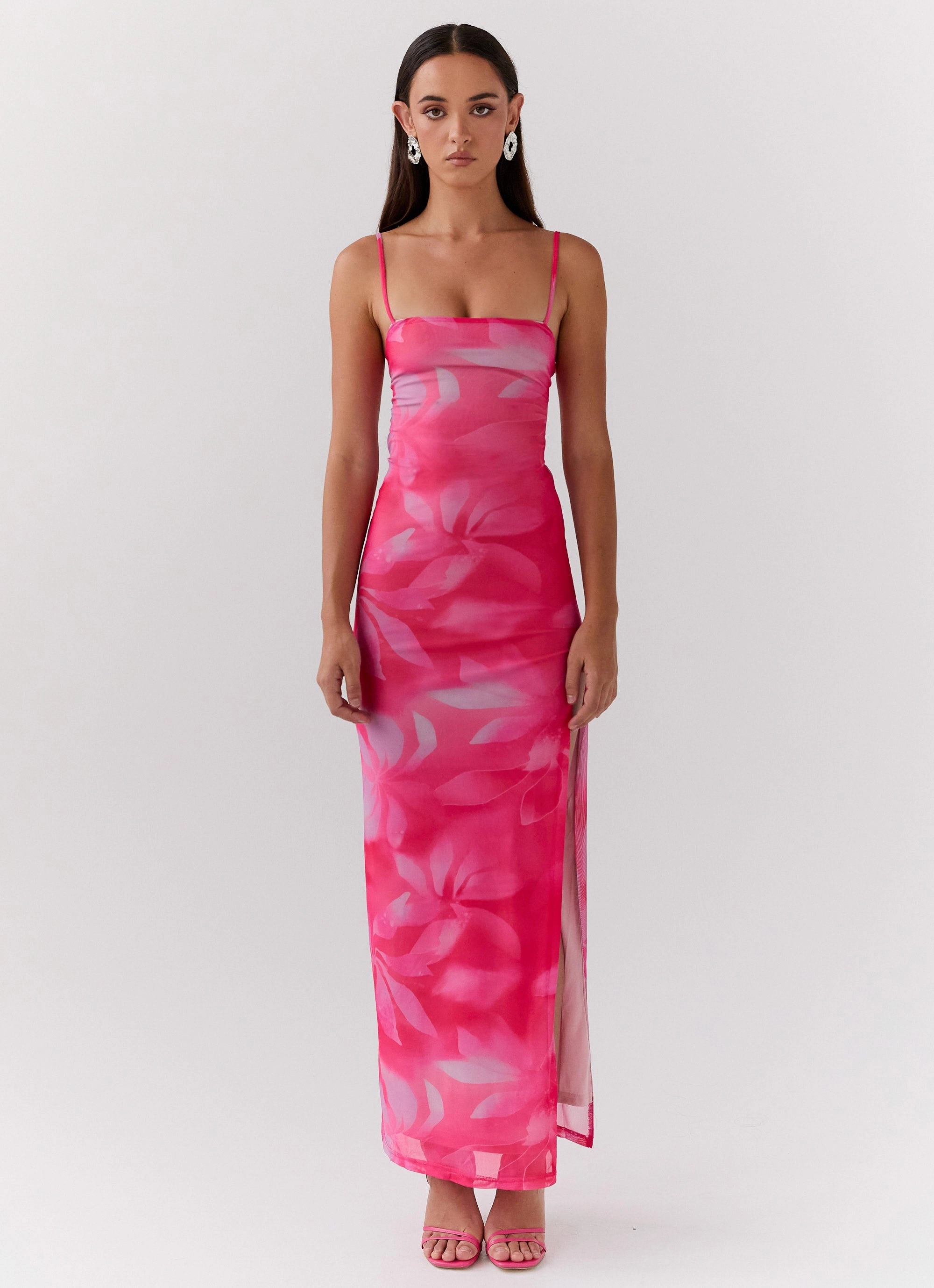 Life In Pink Maxi Dress - Abstract Bloom Soft Contour
