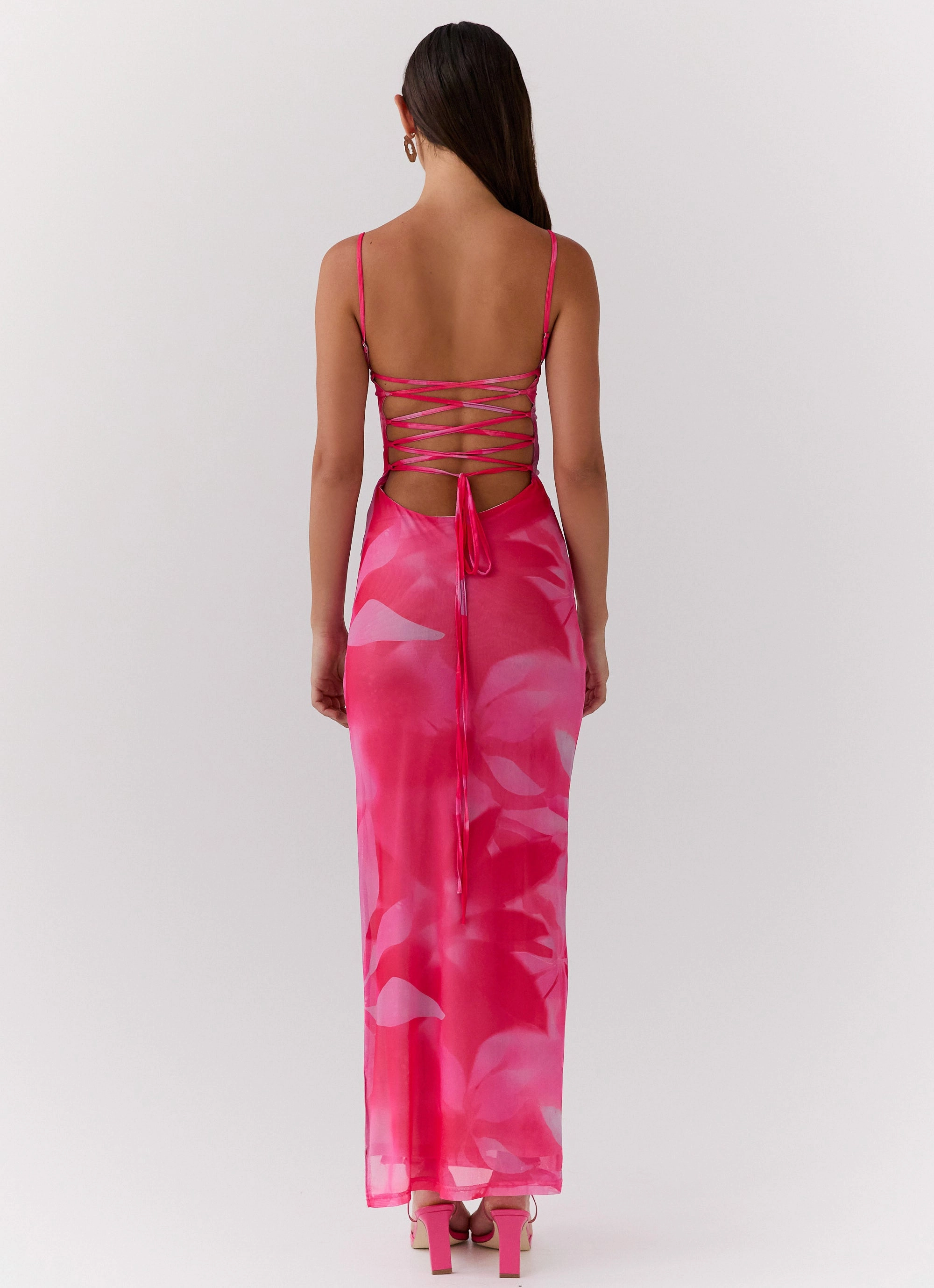Life In Pink Maxi Dress - Abstract Bloom Layered Comfort Smooth Texture