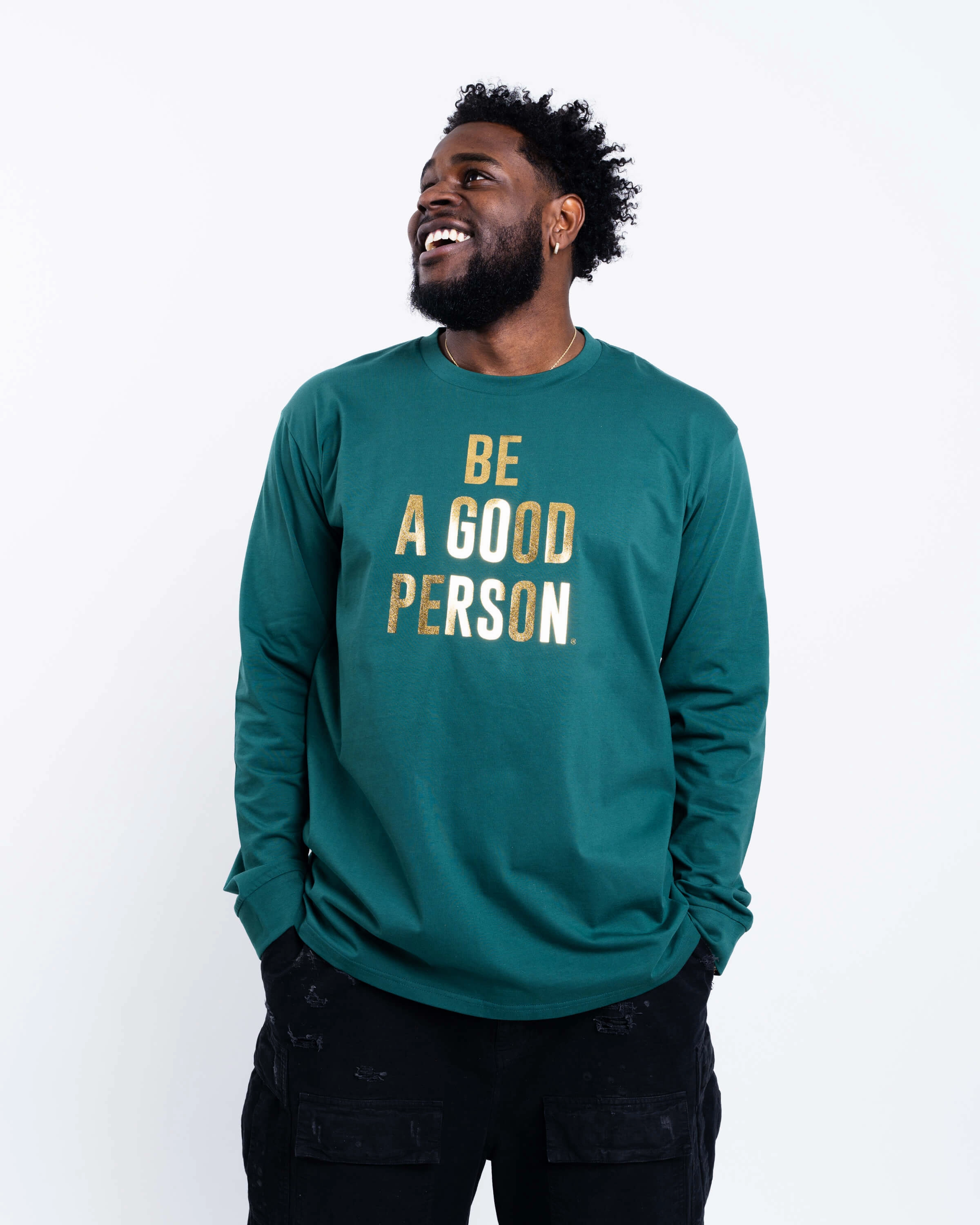 Foil Long Sleeve - Green/Gold Wrinkle-Free