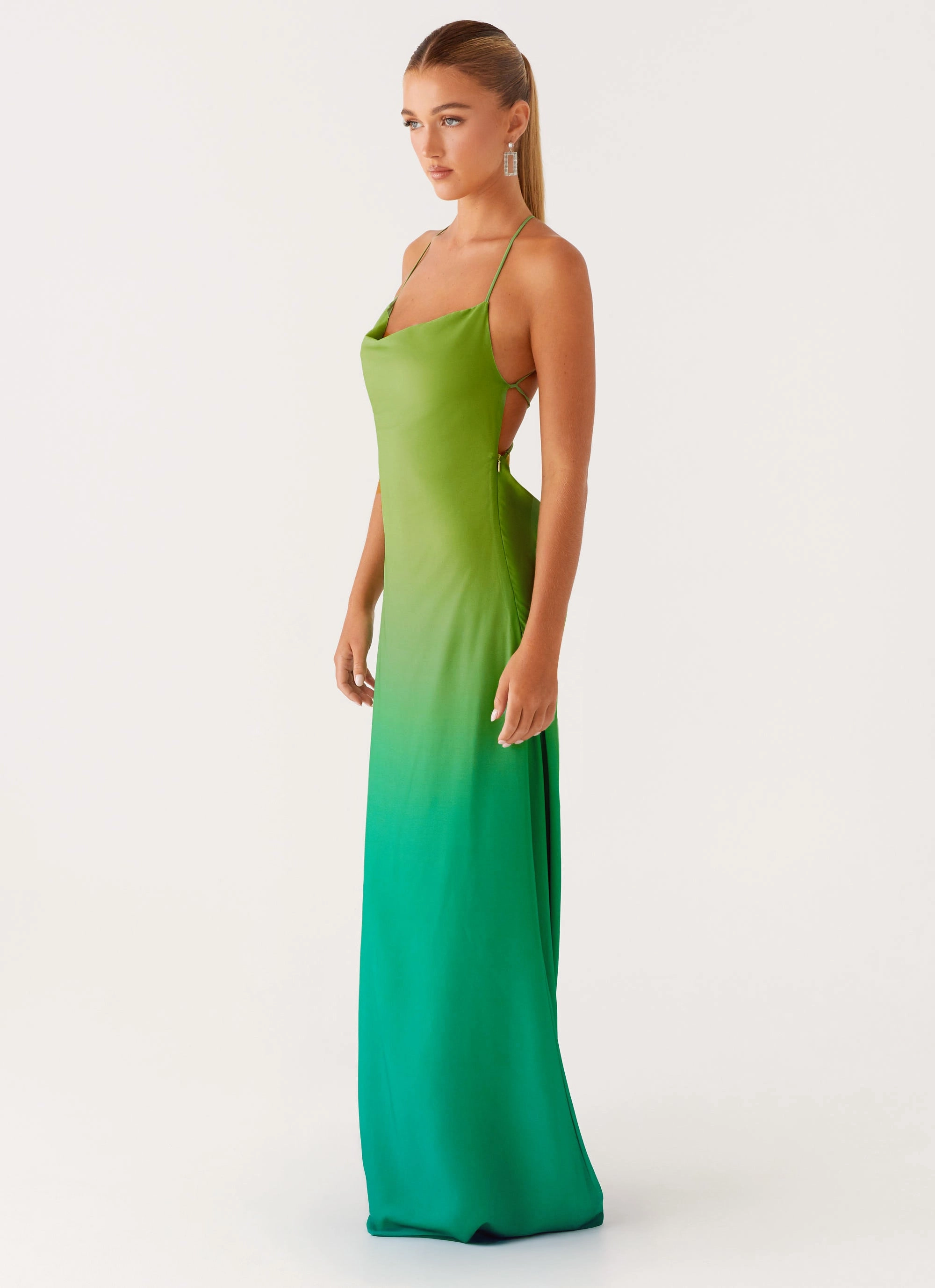 Opposites Attract Maxi Dress - Green Ombre Winter-Season Luxurious Texture