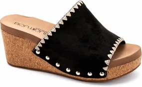 Quick Slide Women's Stitch N Slide Wedge Sandal In Black