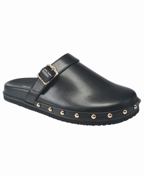French Connection Women's Chello Buckle Leather Clog Relaxation Shoes