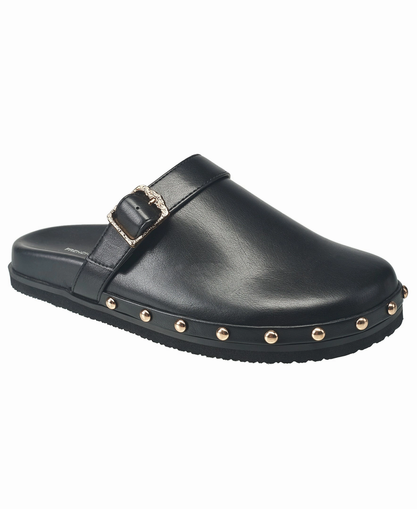 French Connection Women's Chello Buckle Leather Clog Relaxation Shoes