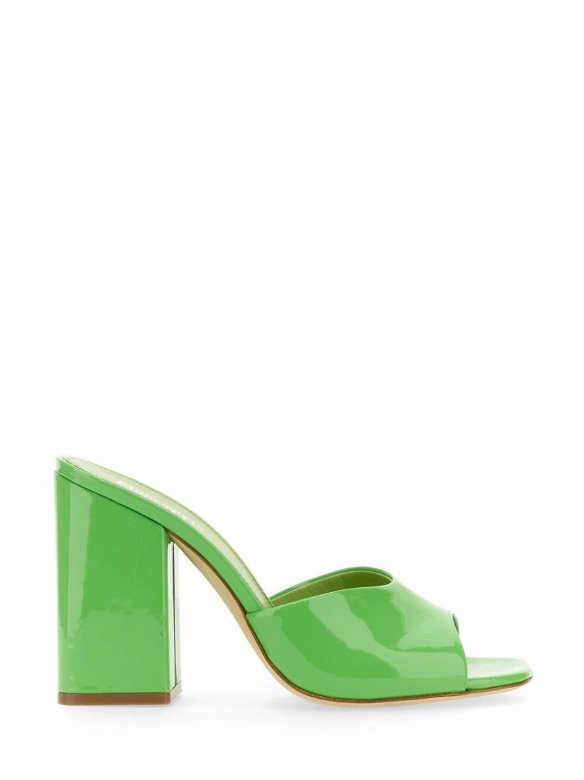 Walking Ease Chill Step-On Anja Open-Toe Green Patent Leather Mules