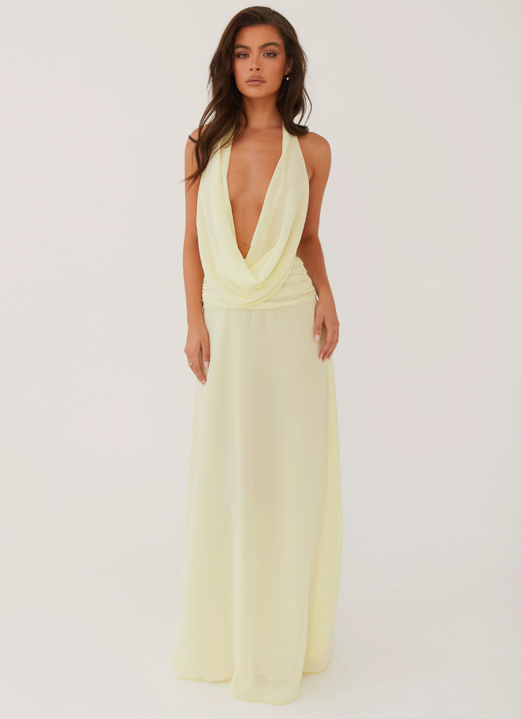 Elysia Chiffon Maxi Dress - Lemon petite size Romantic Style