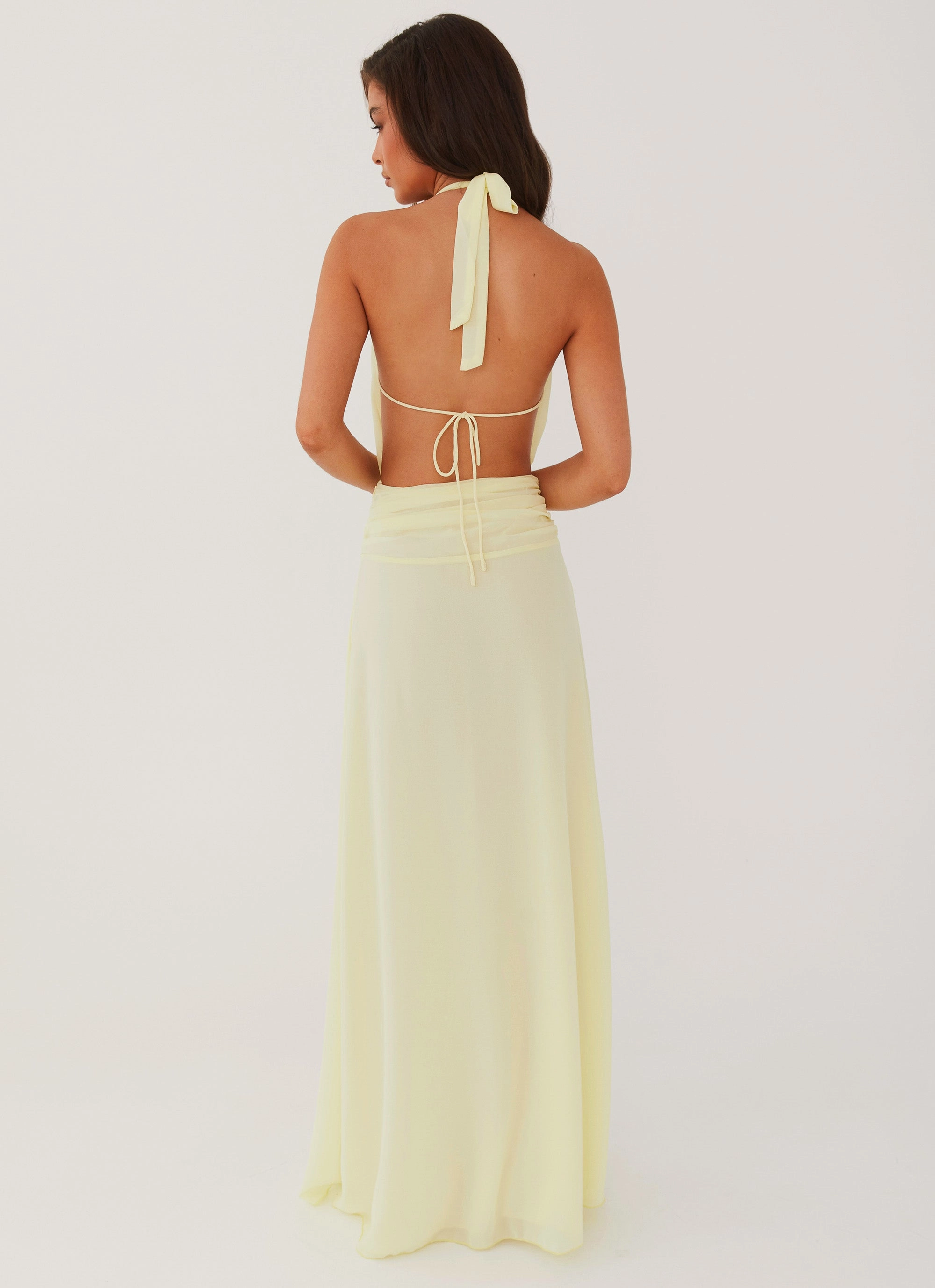 hypoallergenic Elysia Chiffon Maxi Dress - Lemon