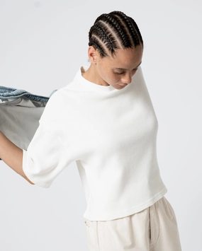 Everyday Fashion Street Casual G.o.D Big T Cropped Waffle Jersey Off White