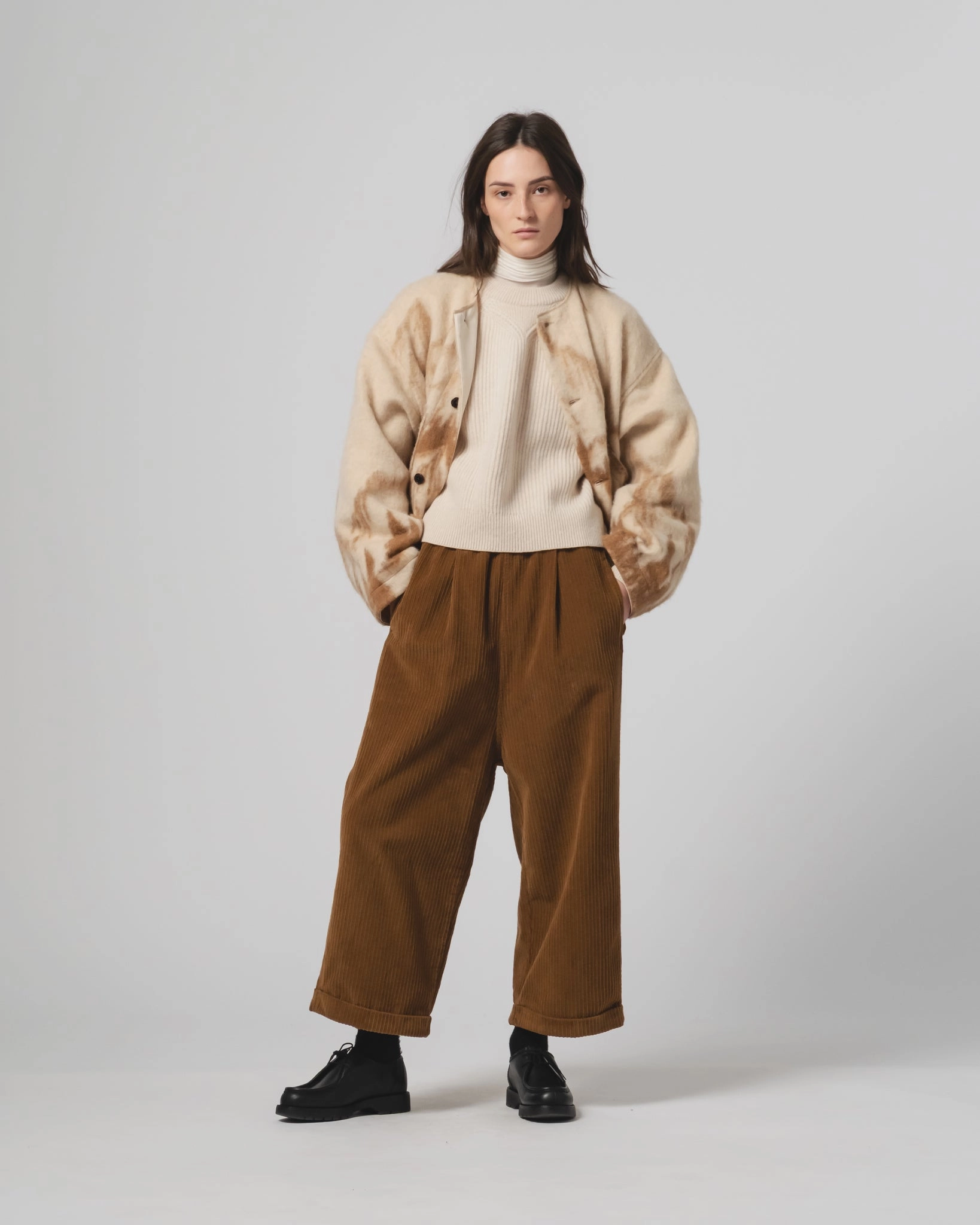 G.o.D Nuclear Jacket Mountain Jacquard Cream/Brown Sporty Jacket Collared