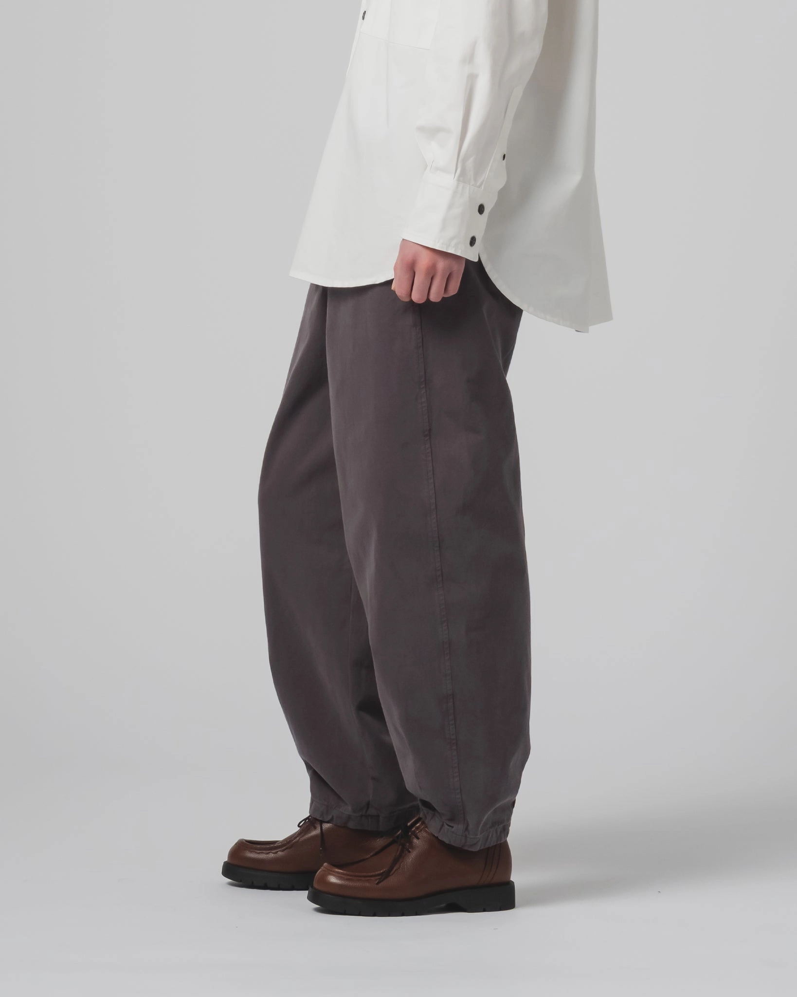 G.o.D Pasha Pants Gabardine Satin Asphalt Anti Friction Lining Rayon drape