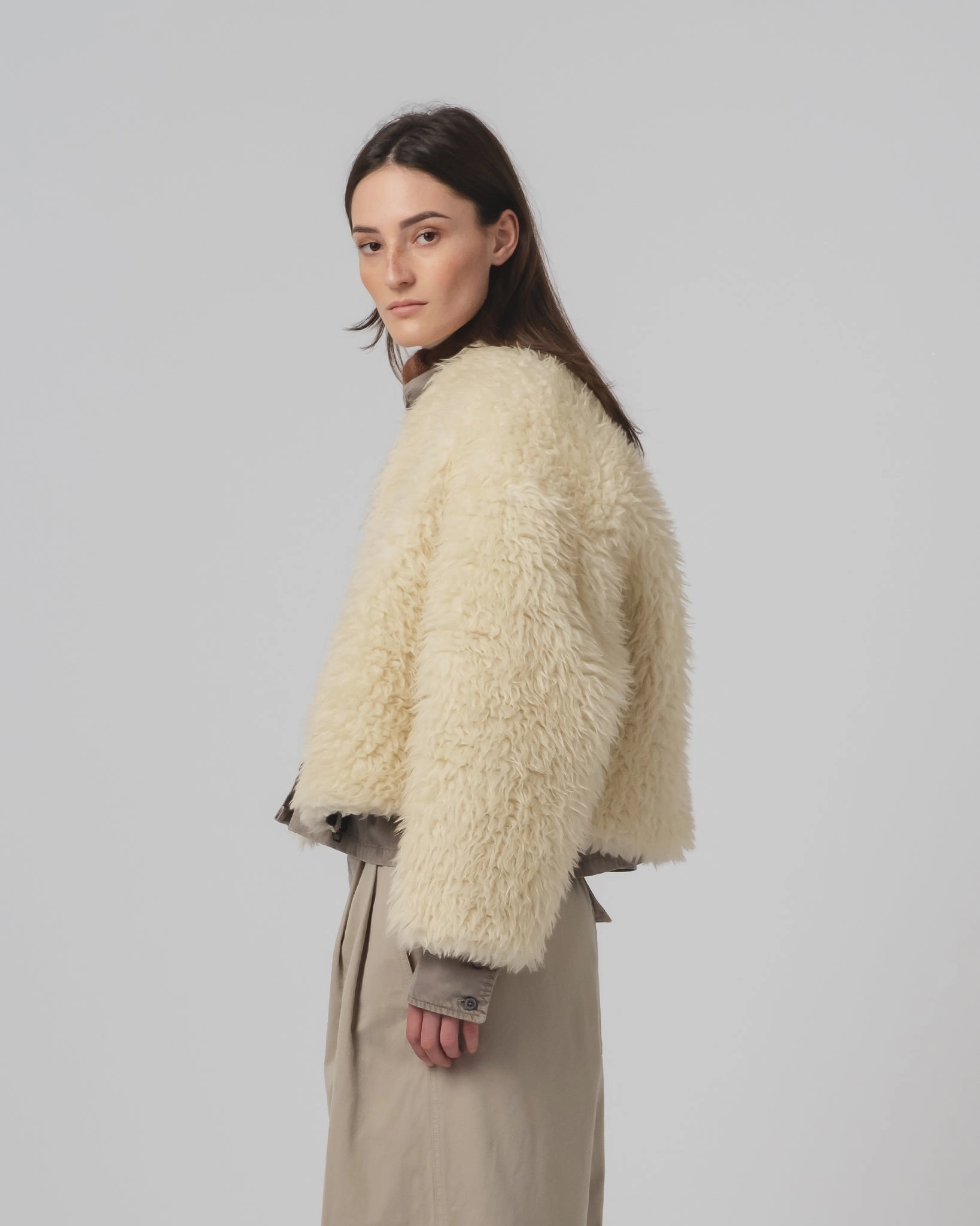 Sport Mode Trendy Jacket Design G.o.D Shetland Jacket Alaska Fluff Ecru