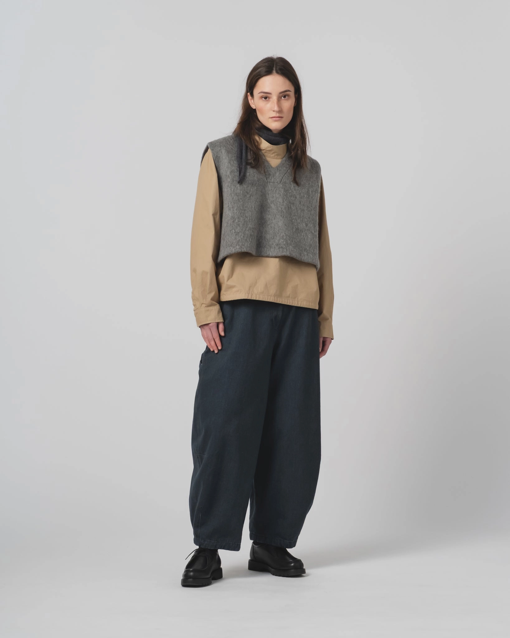 G.o.D Vee Vest Mohair Fleece Asphalt Trust