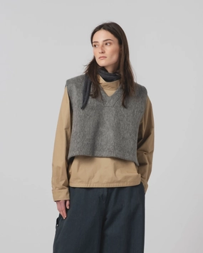 G.o.D Vee Vest Mohair Fleece Asphalt Symbol Windproof Shield