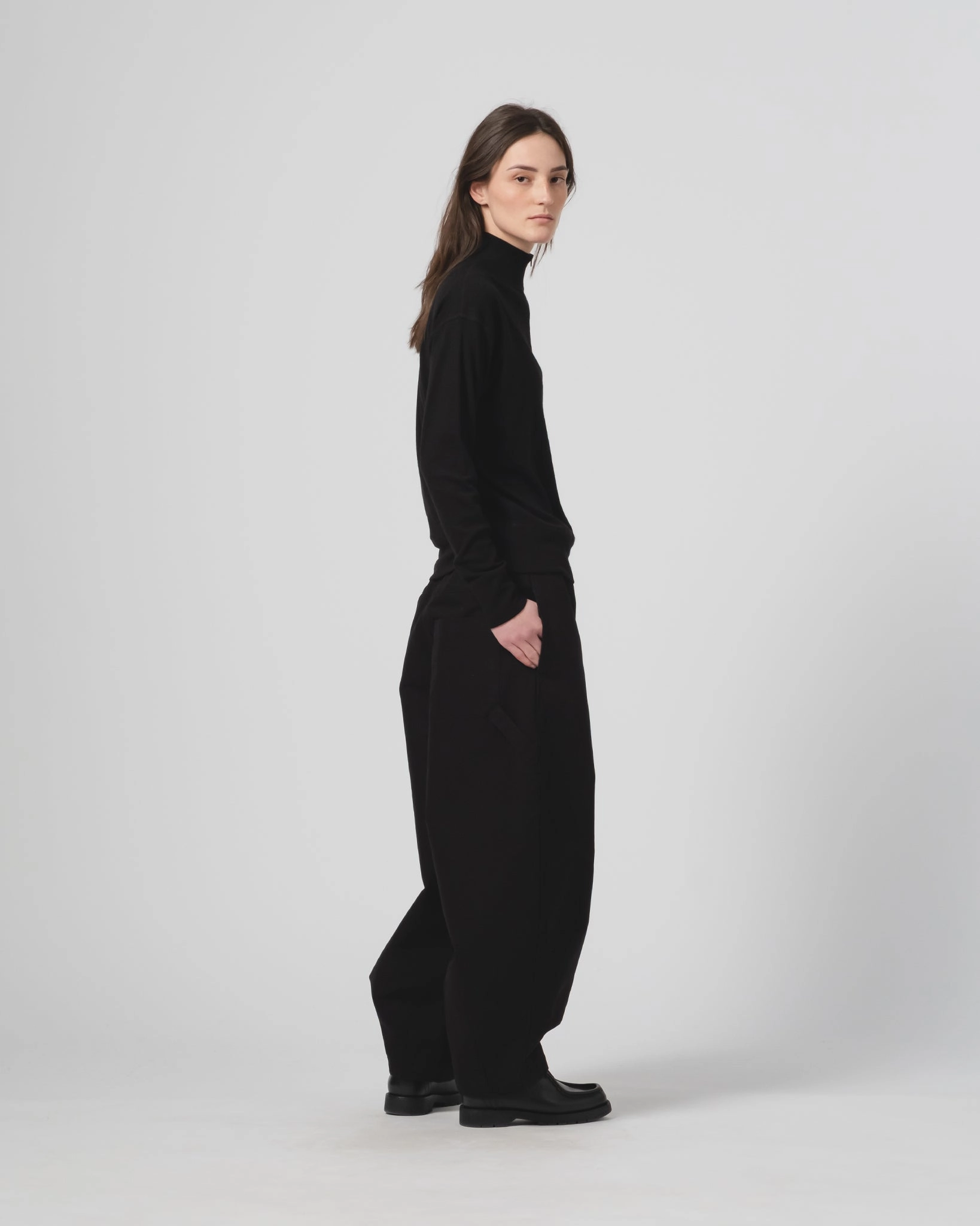 Fashion Layering G.o.D Zipper Pull Over Light Wool Black