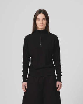 Soft Base Spring Wear G.o.D Zipper Pull Over Light Wool Black