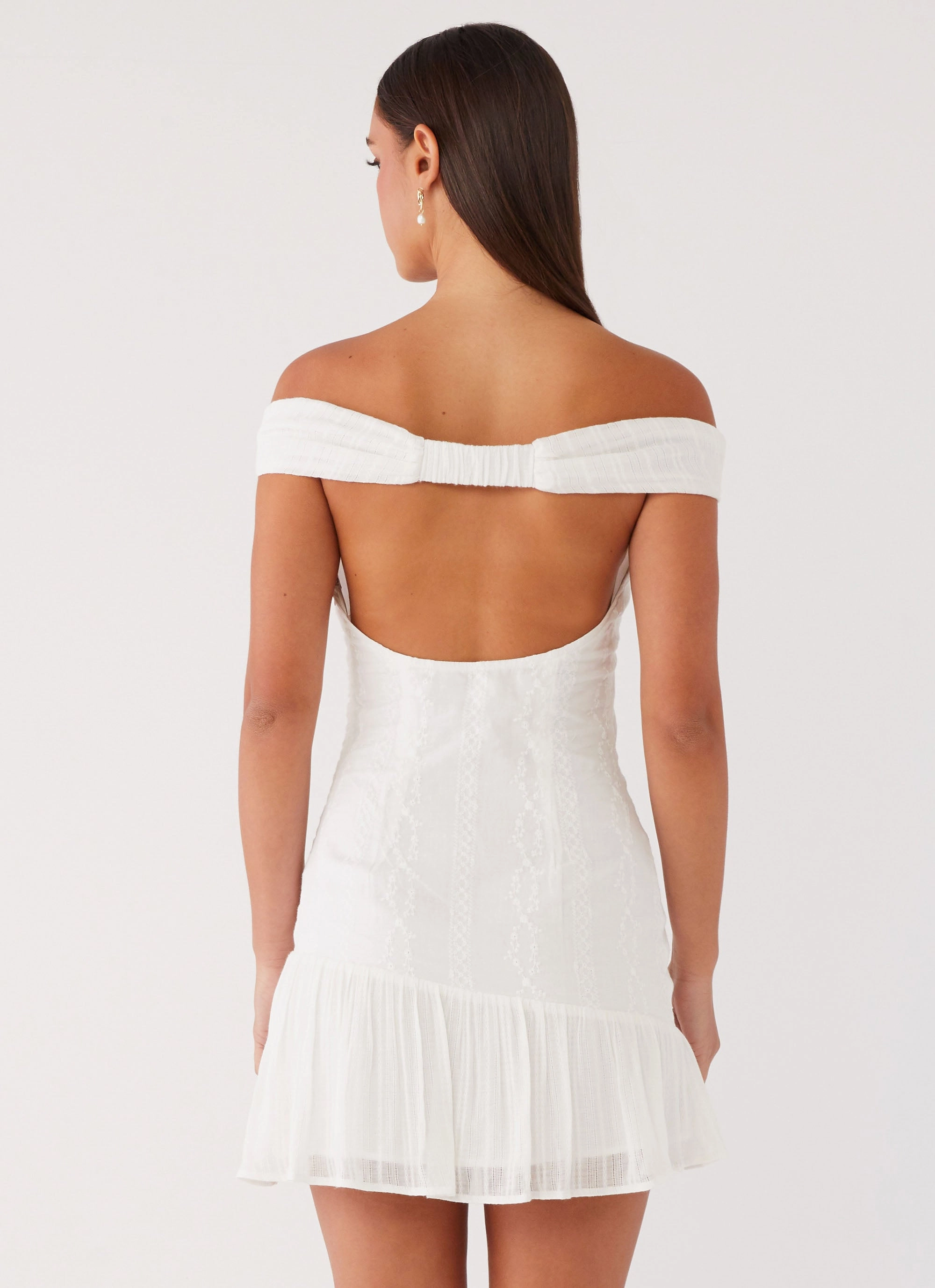 Gabby Ruffle Hem Mini Dress - Ivory Breezy Style Sophisticated cocktail dress