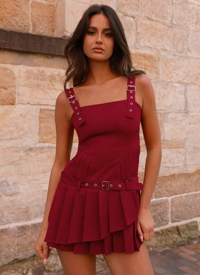 Breathable Comfort Fit Uma Mini Dress - Cherry Red