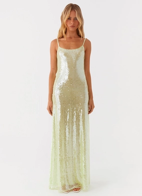 Gloss Finish Higher Level Sequin Maxi Dress - Mint