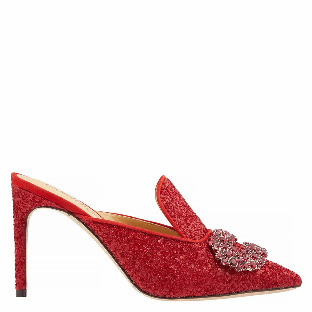 Light Step Giannico Ladies Ruby Red Daphne Glittered High-heel Mules