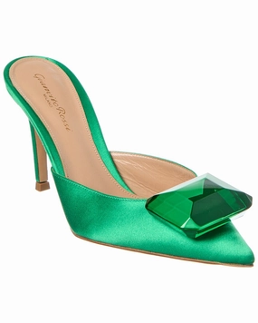 Gianvito Rossi Jaipur Satin & Leather Mule Textured Surface
