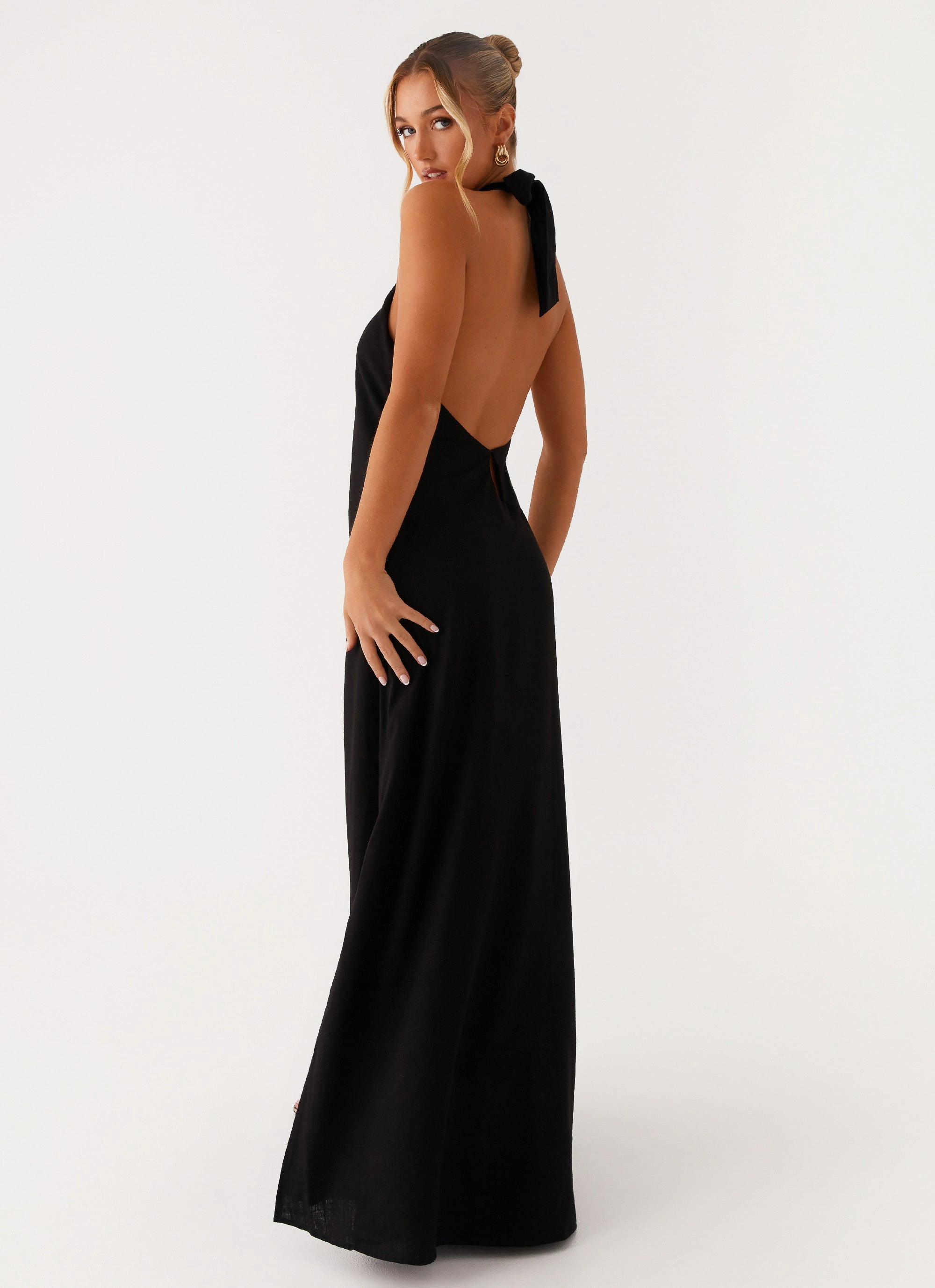 Layered Fit Golden Child Linen Maxi Dress - Black
