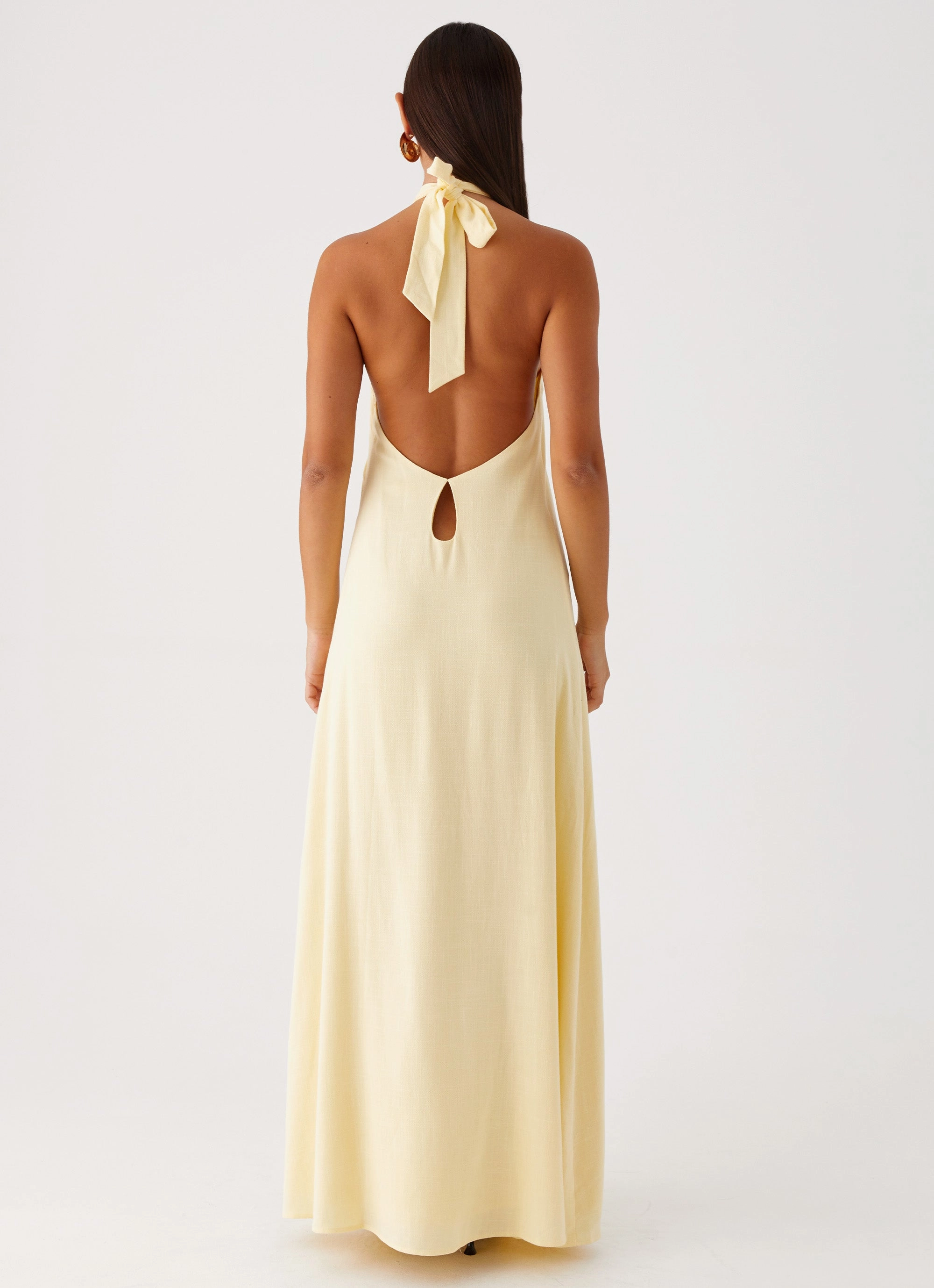 Golden Child Linen Maxi Dress - Yellow Flattering Shape Design Vibrant Hue