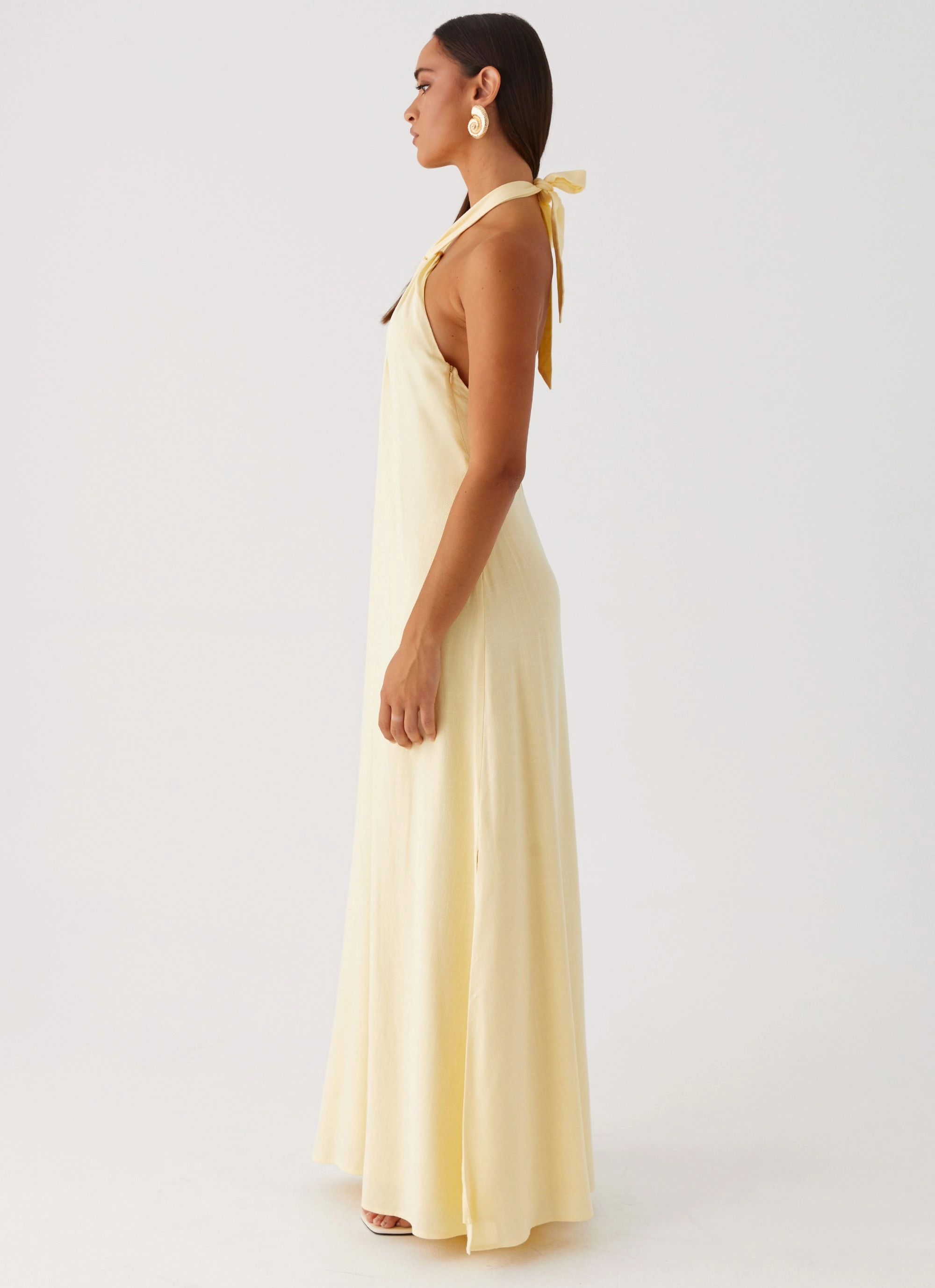 Golden Child Linen Maxi Dress - Yellow Lace Soft Bold Elegance