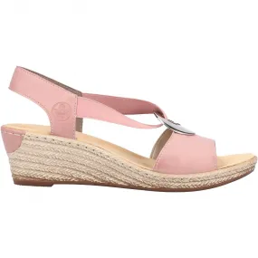 PU Sole Women's Fanni H6 Faux Leather Wedge Sandal In Dark Rose