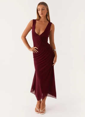 Murphy Maxi Dress - Deep Maroon Elegant Fit Tailored Layers