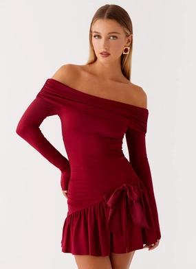 Effortless Waist Design Grazia Mini Dress - Red