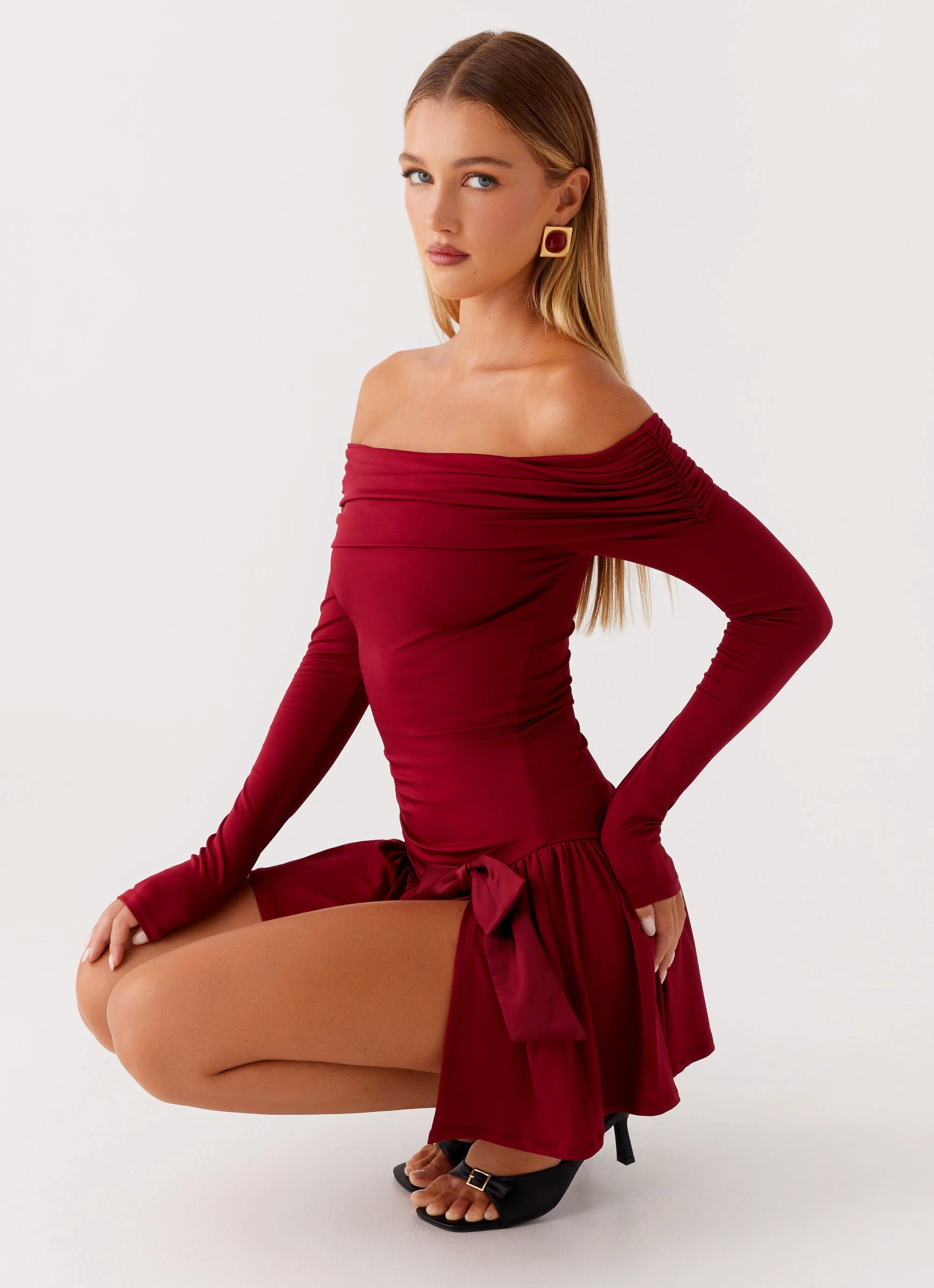 Flattering Waist Fit Grazia Mini Dress - Red