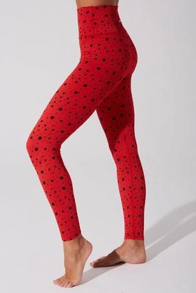Hafwen Polka Dots Legging - Savvy Red Chic Comfort Wear Seamless Design Fitness Training