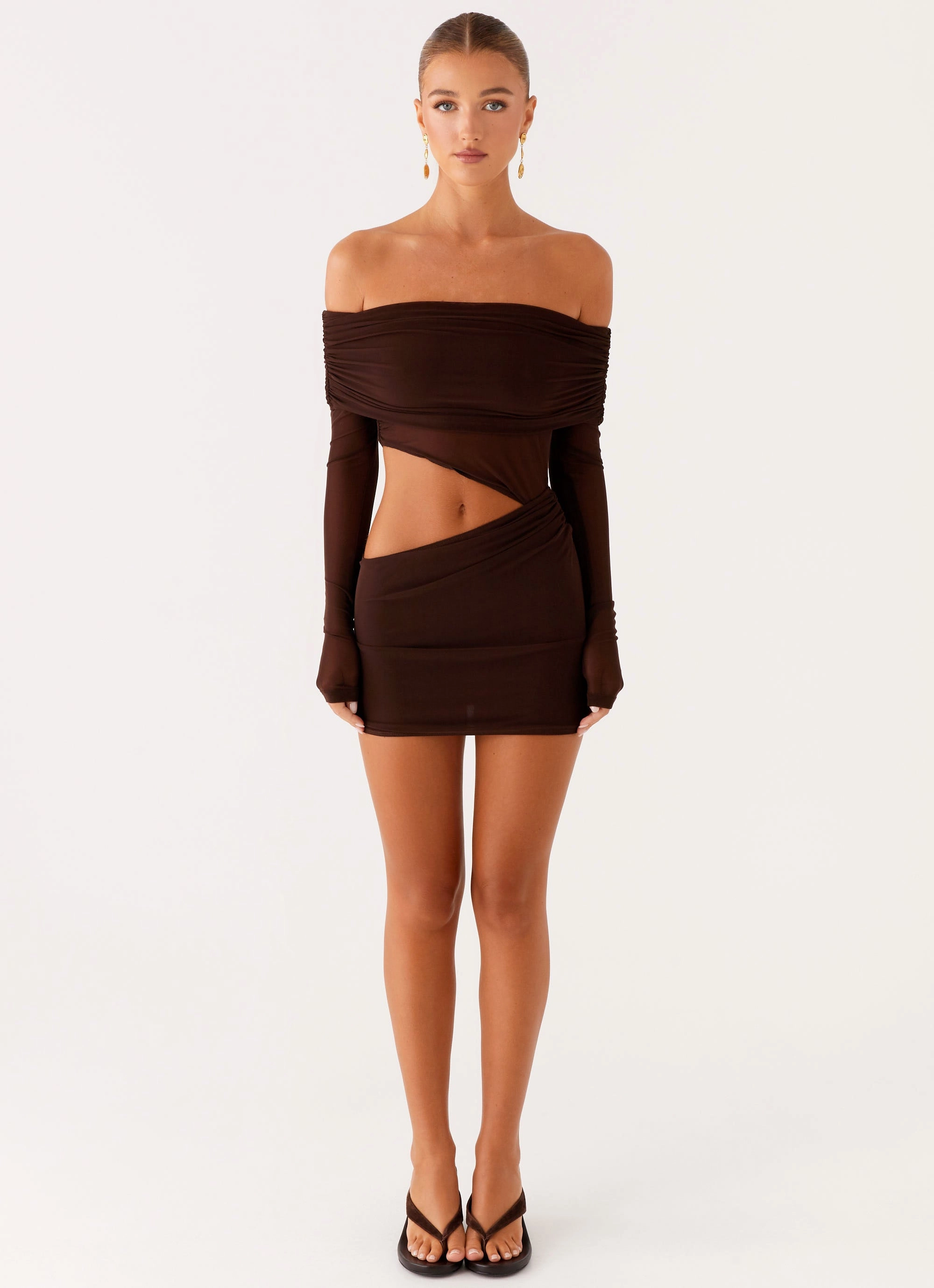 Cafe Vibe Elegant Layering Emery Mini Dress - Chocolate
