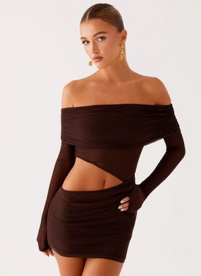 Emery Mini Dress - Chocolate Signature-Style