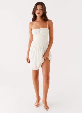 Harmony Mini Dress - Ivory Satin Touch