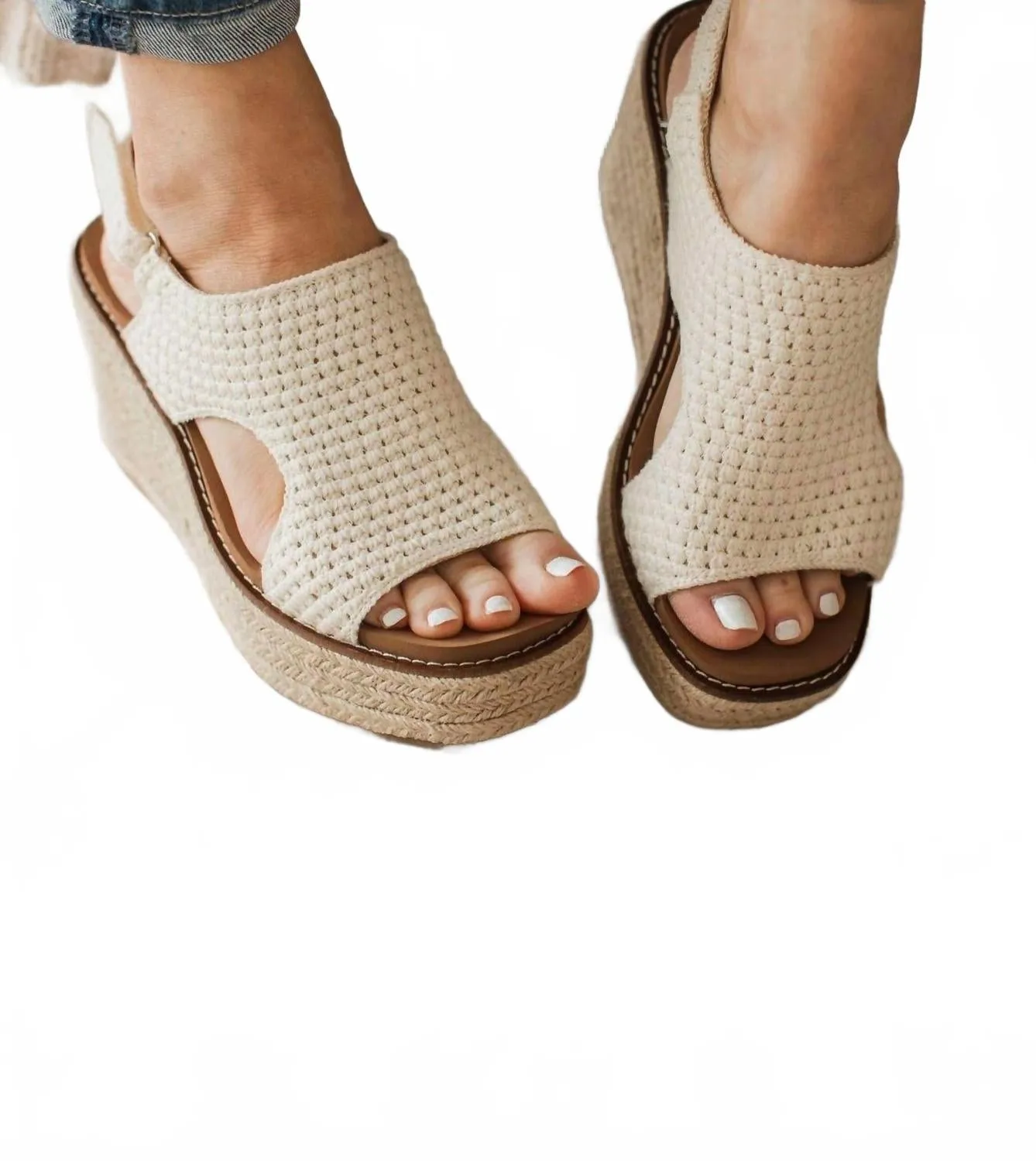 Open Toe Shoes Summer Open Toe Shoes Women's Wedges In Ivory