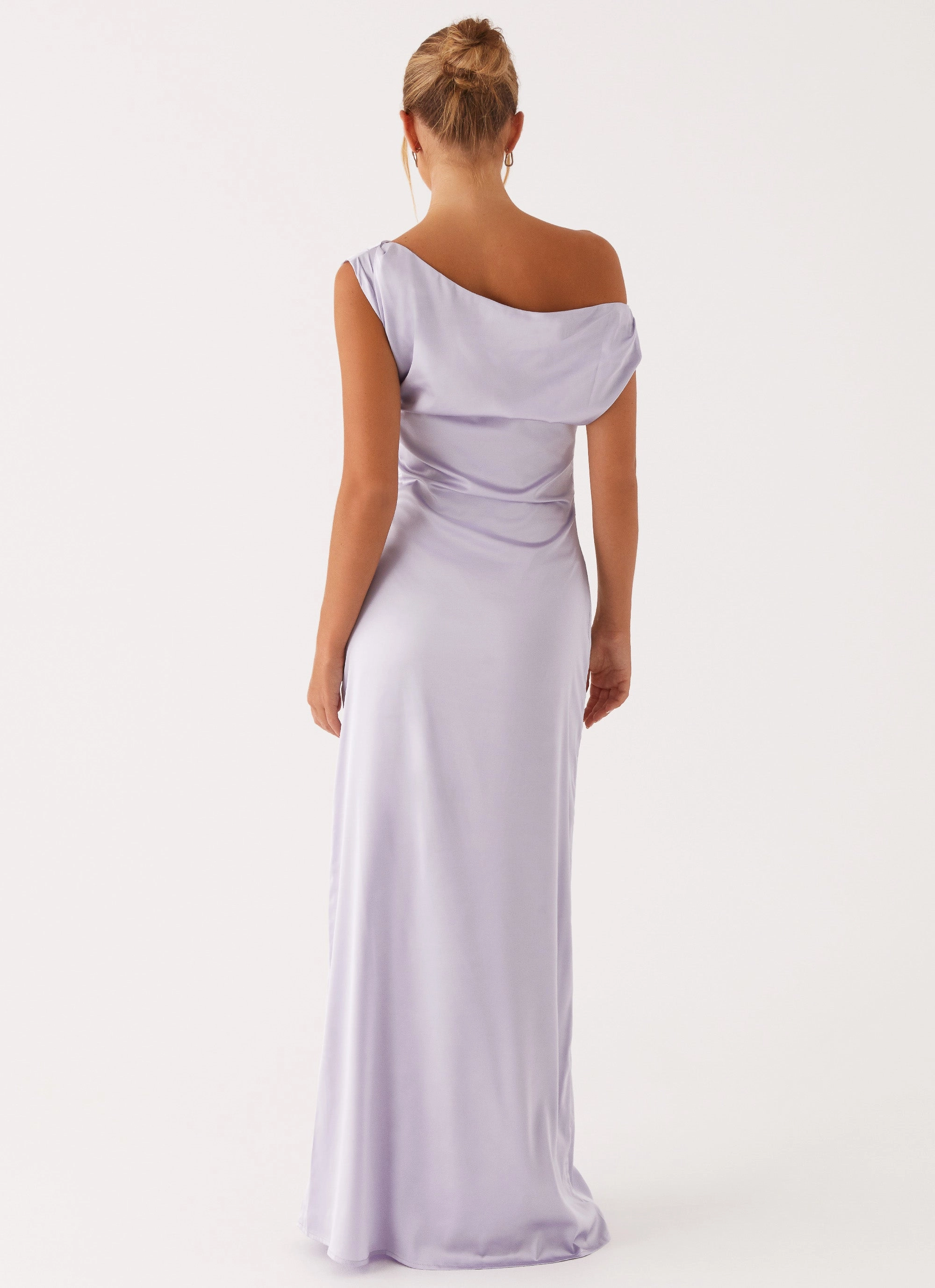 Grace Flow Stylish Look Heart Of Glass Satin Maxi Dress - Lilac