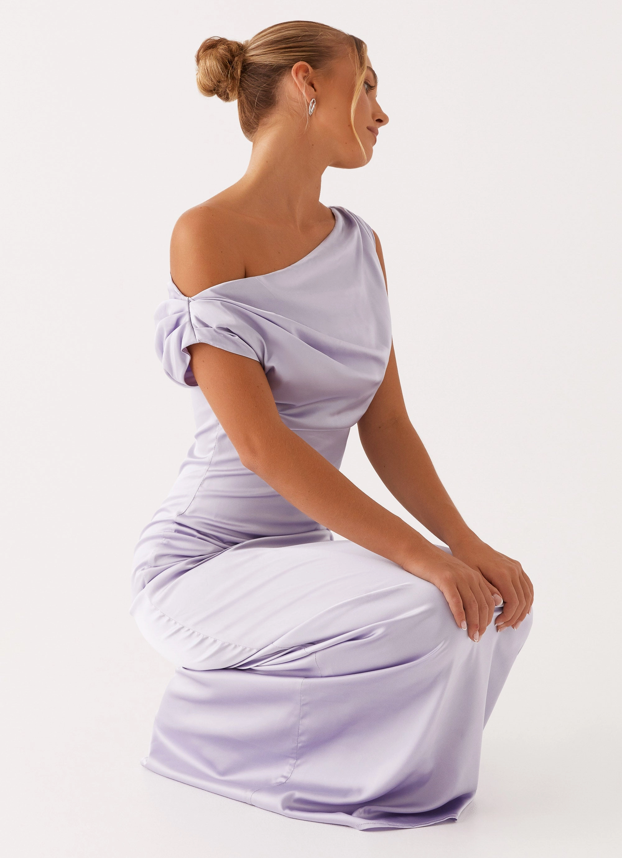 Heart Of Glass Satin Maxi Dress - Lilac Fashionable Look