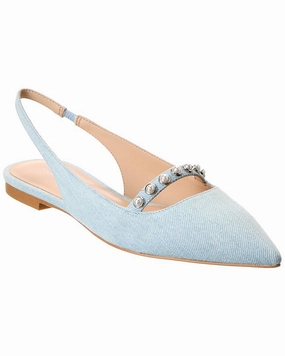 Multi Directional Tread Slip-On Footwear Stuart Weitzman Pearl Denim Slingback Flat