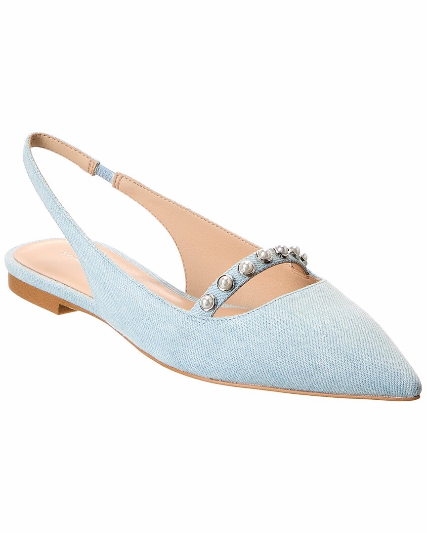 Flexible Comfort Molding Stuart Weitzman Pearl Denim Slingback Flat