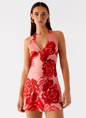 Heavy Hearted Mini Dress - Sicily Sunsets Print Easy Pretty MoldResistantTexture