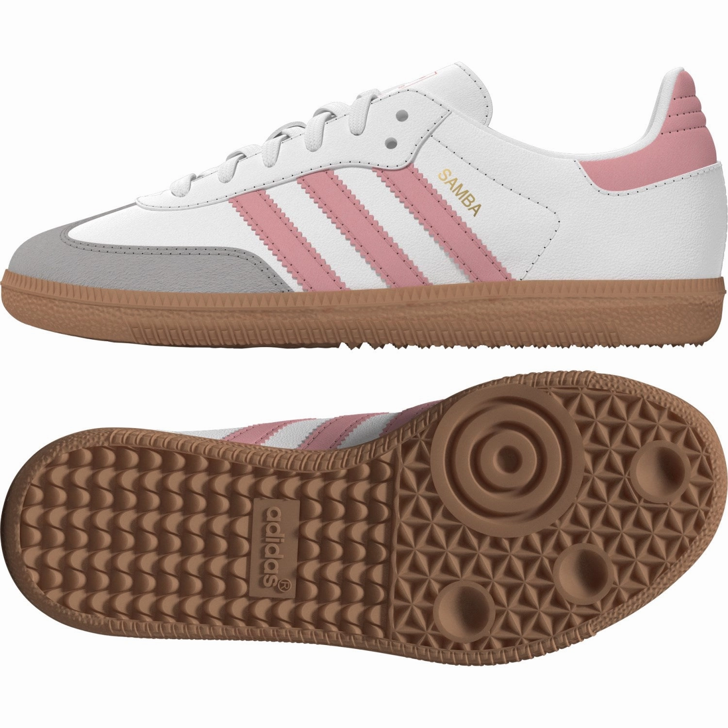 adidas Originals Ftwr White/Semi Pink Spark/Gum 3 Samba Og C Sneakers Elevated arch Knit Upper